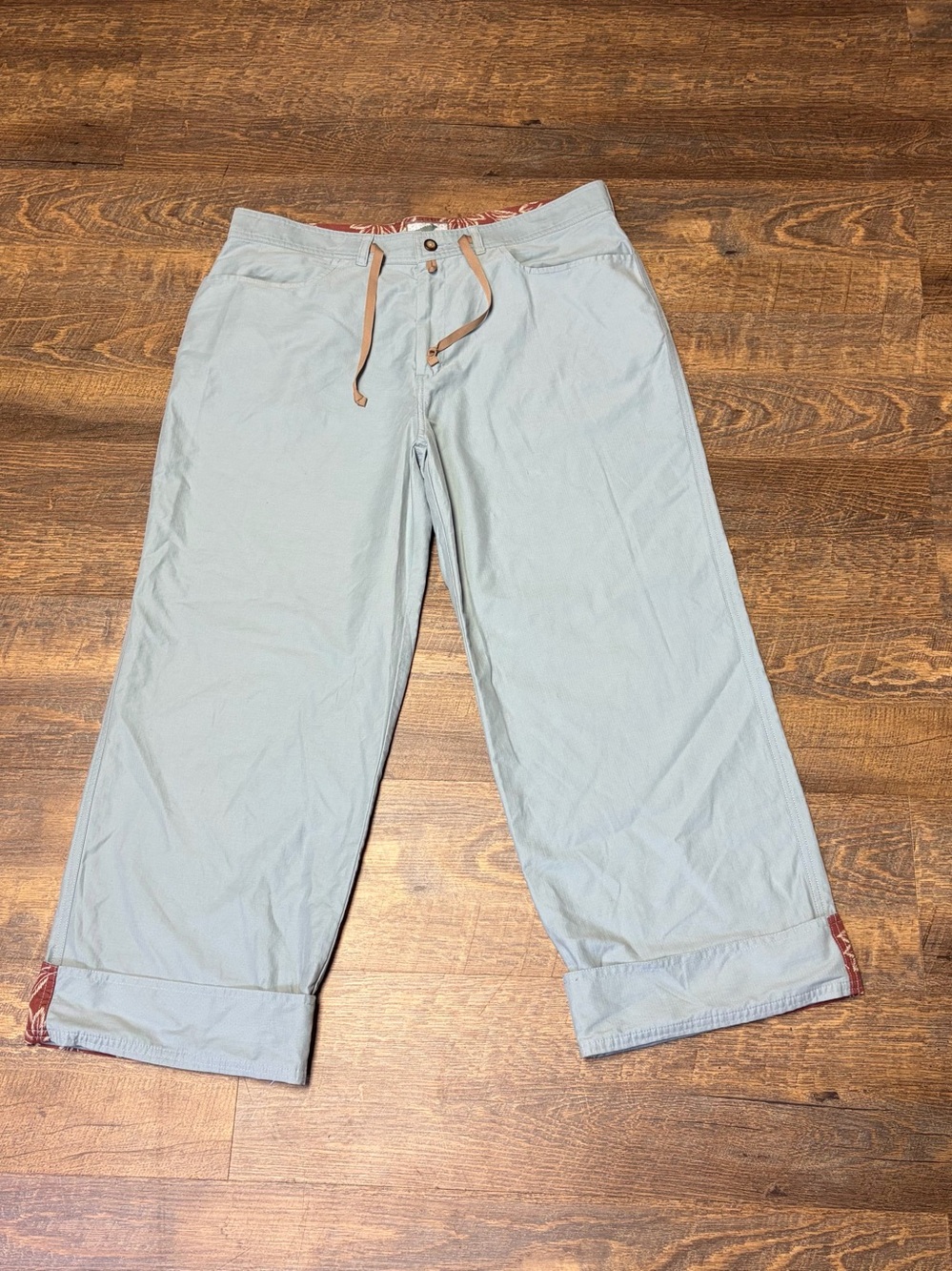 Horny Toad Utility Pants Womens 12 Blue Wide Leg Cropped Cuffed Cotton Nylon